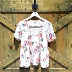 LUCKY BRAND BOHO FLORAL TOP LARGE FEM PRAIRIE DAINTY